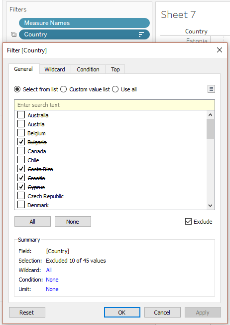 Exclude non OCED Countries